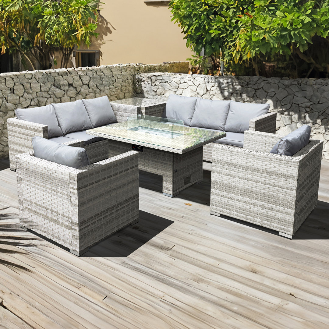 8-Sitzer Lounge-Set Malta aus Rattan mit Polster