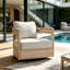Fauteuil club d'extérieur pivotant en bois-503744708