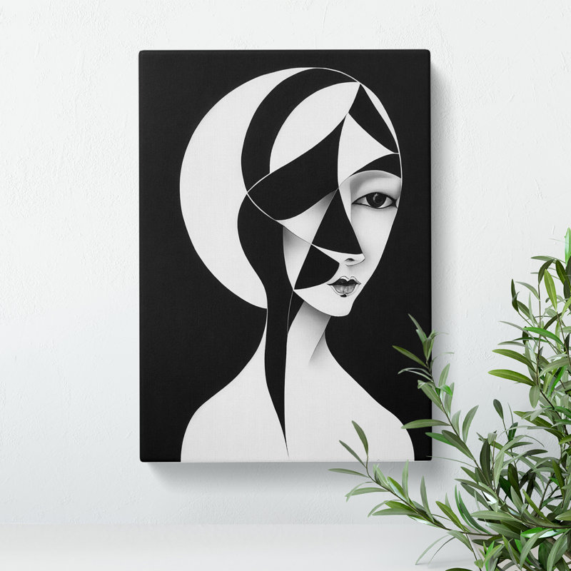 Monochrome Abstract Woman - Wrapped Canvas Print, 50cm H x 35cm W x 3cm D, Wrapped Canvas