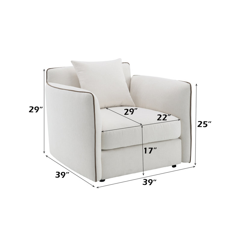 Chaise en chenille beige avec oreiller Yolanda