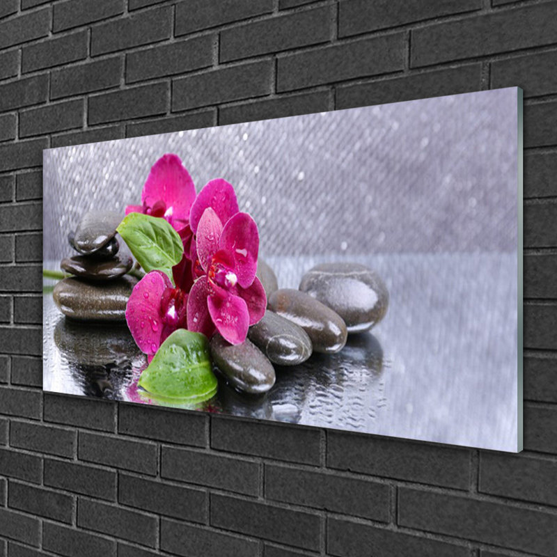 Flower Stones Art 1 Piece Wall Art on Glass