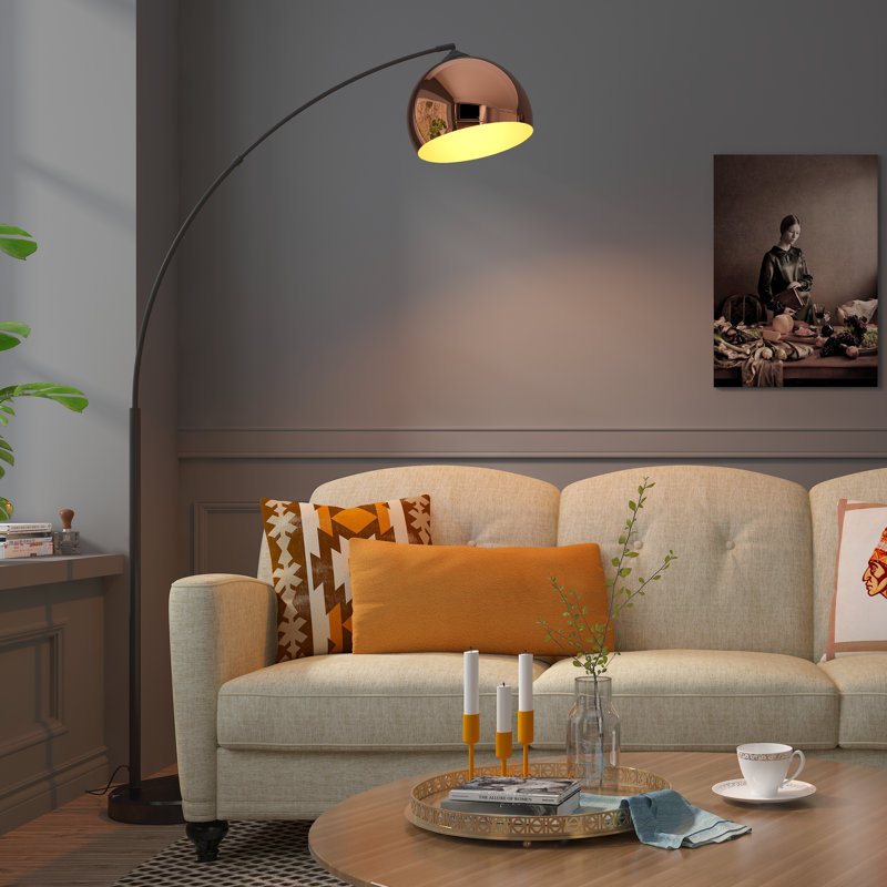 Inlight 66" Modern Arc Floor Lamp，Black Marble Base，Bulb Not Included, Rose Gold