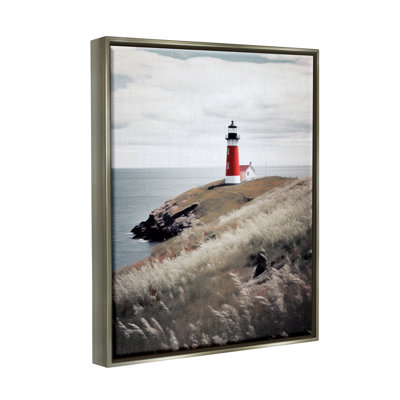 «Red Lighthouse Landscape» par Ray Powers, reproduction encadrée sur toile