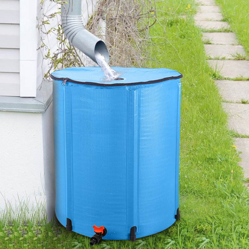 Weather Resistant Plastic Foldable Drainable Rain Barrel, 27.6" H x 23.6" W