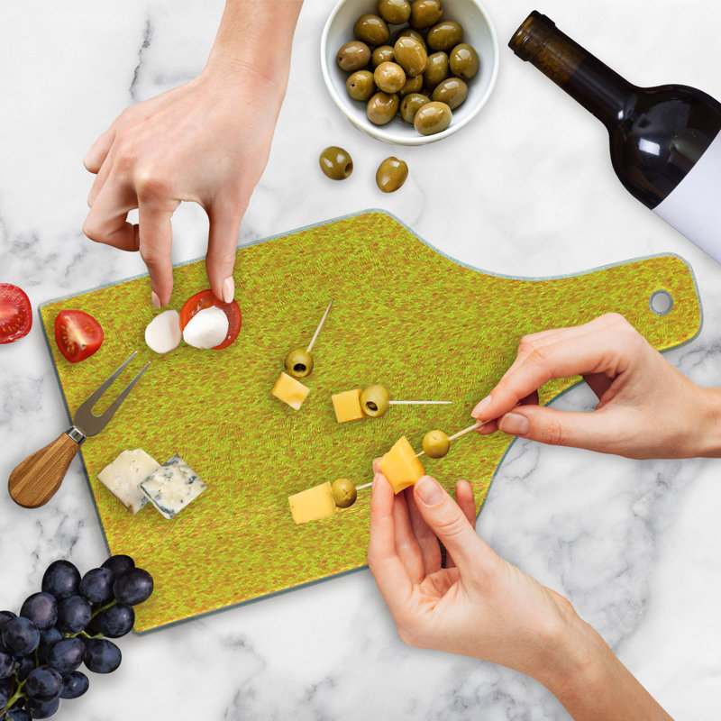 Yellow Honeycomb Tempered Glass Wine Bottle Cutting Board
