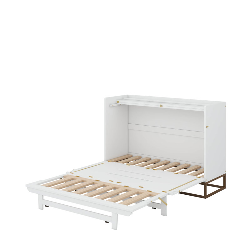Grand lit escamotable avec pieds en fer, Blanc