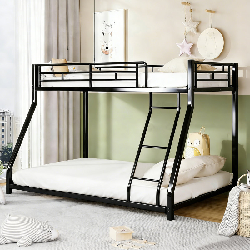 Lit superposé simple au-dessus de simple de 76 pouces pour enfants, structure stable renforcée avec barrières de sécurité complètes et échelle intégrée, conception sécuritaire pour les enfants pour un dortoir de chambre à coucher
