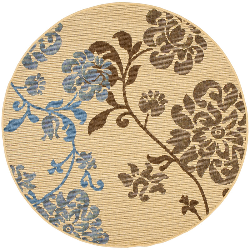 Marpain Performance Floral Indoor/Outdoor Area Rug, Round 5'3"