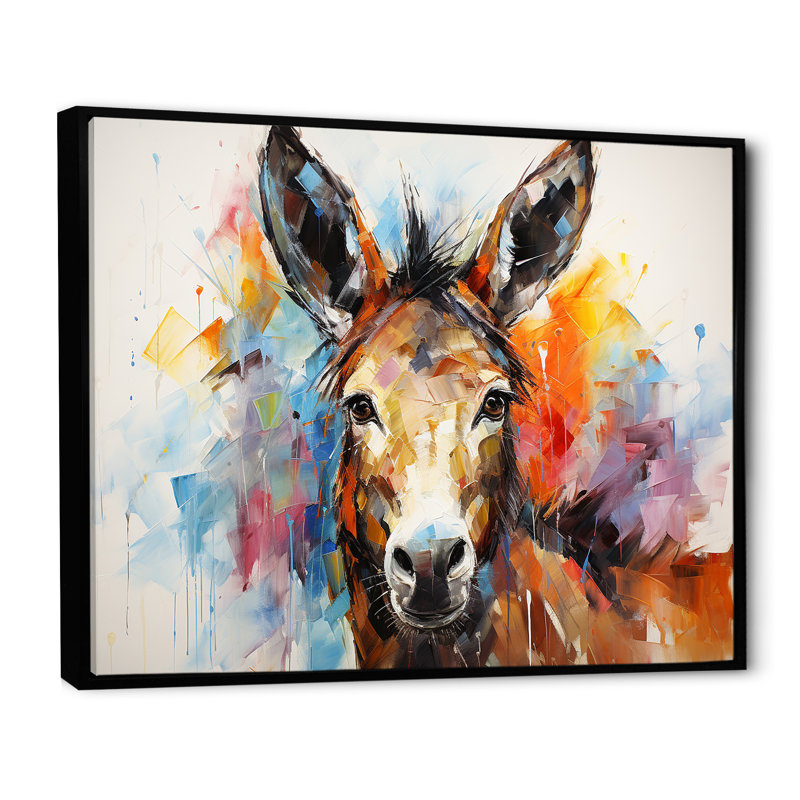 «Abstract Donkey Reverie», art mural sur toile, Cadre flottant noir, H 16 po x l 32 po x P 1 po