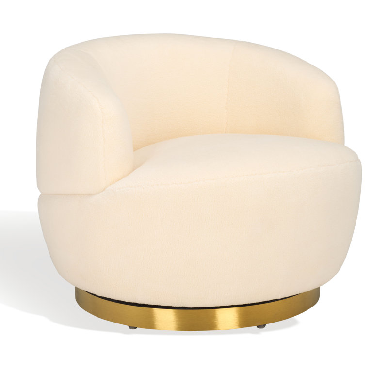 Fauteuil demi-tonneau pivotant en polyester 33,3 cm de large Teter, 100 % polyester ivoire, Or