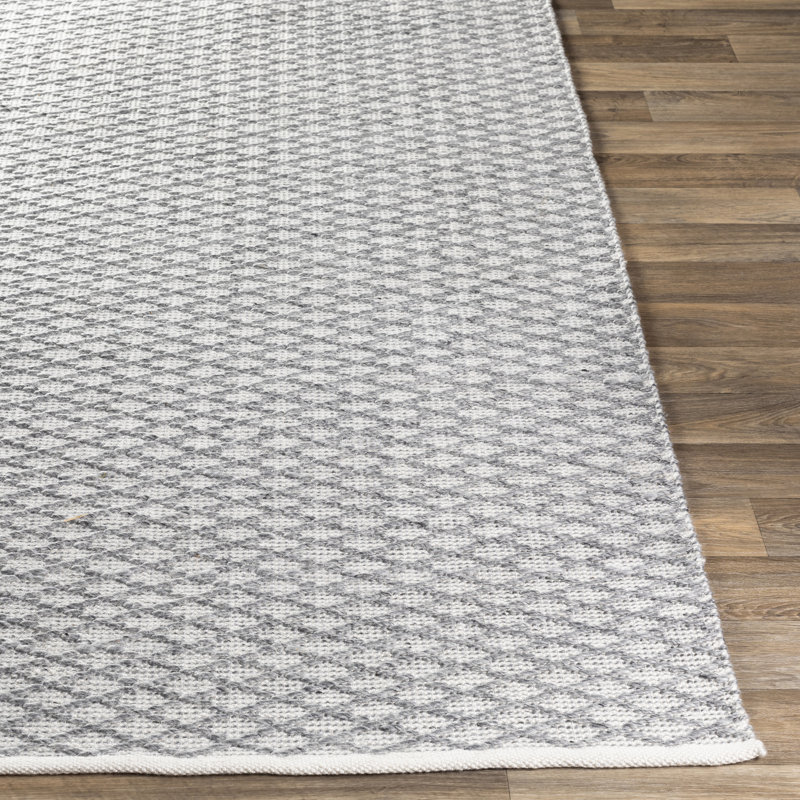 Petra Trellis Handmade Flatweave Area Rug, Rectangle 8' x 10', Gray/White