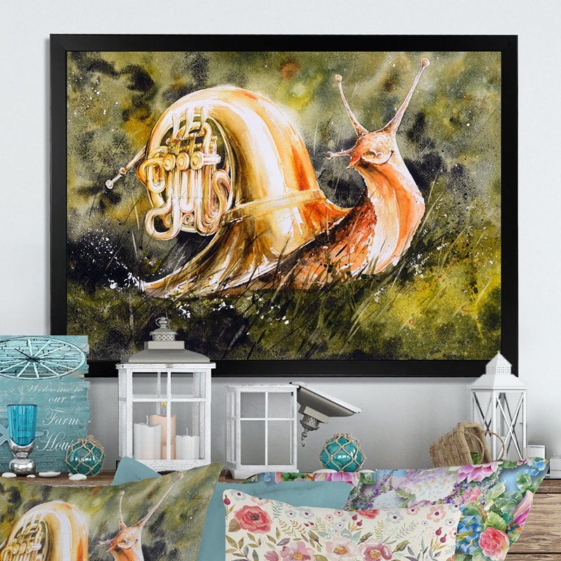 Dessin de coquille d'escargot - cadre photo, impression sur toile, Cadre photo noir, H 8 po x l 12 po x P 1,5 po