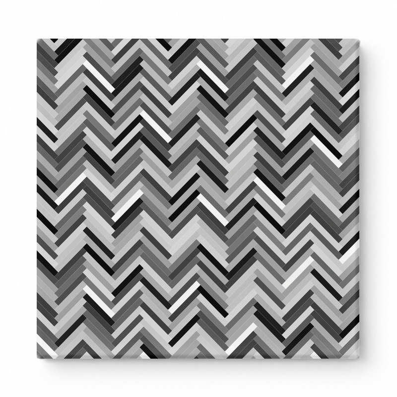 Grayscale Herringbone Pattern — Square Canvas Wall Art, 16" W x 16" H