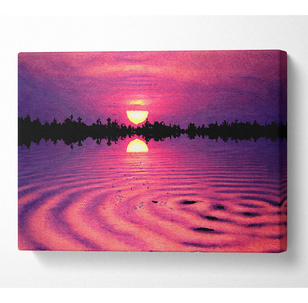 Pink Sunset Lake Swirl - Leinwanddrucke auf Wrapped Canvas