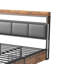 Industrial Upholstered Storage Bed With 4 Drawers, European Double & King Size Bed Frame With LED Headboard & USB Ports, Rustic Oak & Black-1482282395