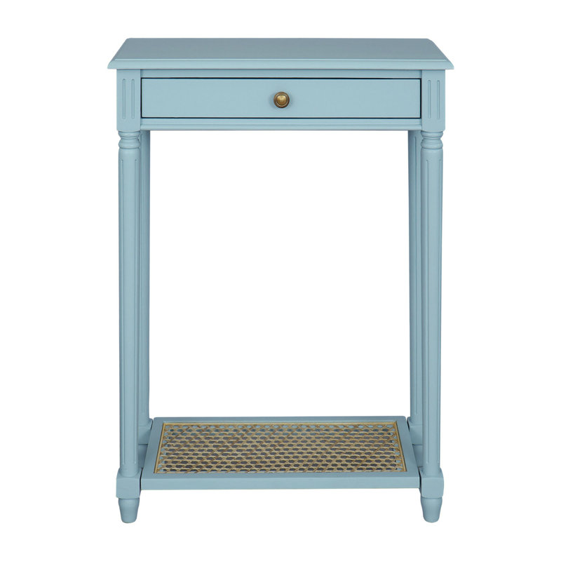 Console Carterlee avec tiroir et tablette de canne, Bleu