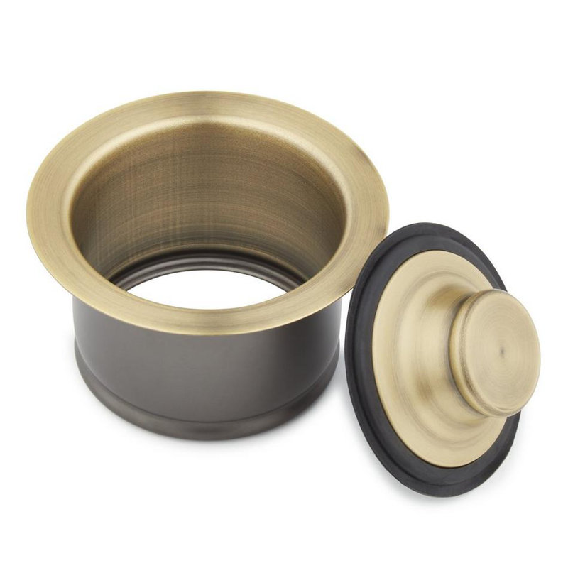 Bride et bouchon pour poubelle de cuisine 3-1 / 2 po, Laiton vieilli