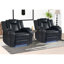 Davarious 37.8" Wide Modern Multifunctional Vegan Leather Dual Motor Power Recliner with Cup Holder (Set of 2)-108896634