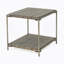 Table basse rectangulaire avec plateau en bois manufacturé et tablette