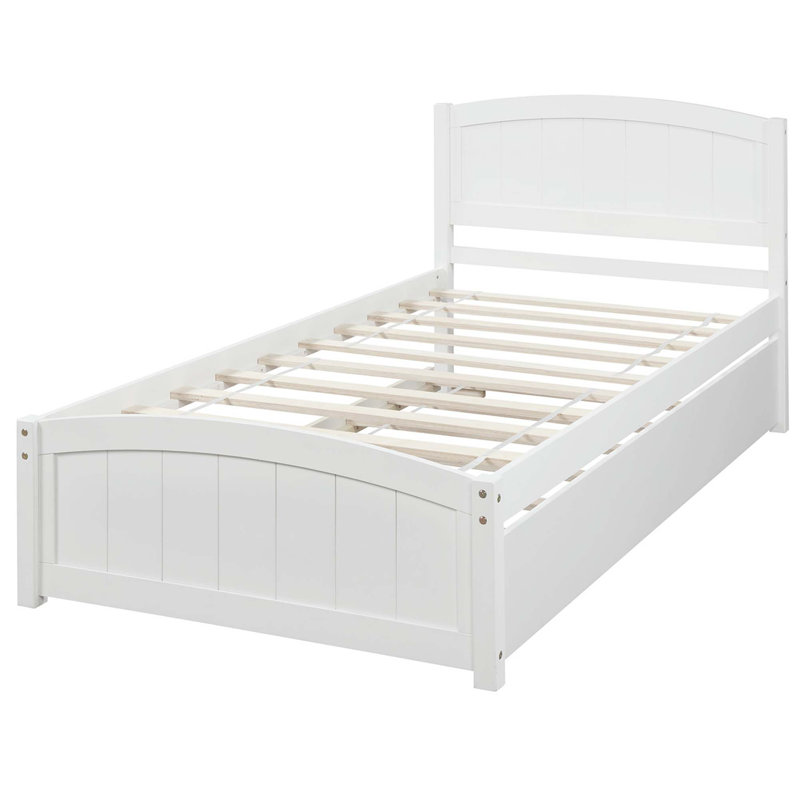 Lit plate-forme avec lit gigogne, Blanc