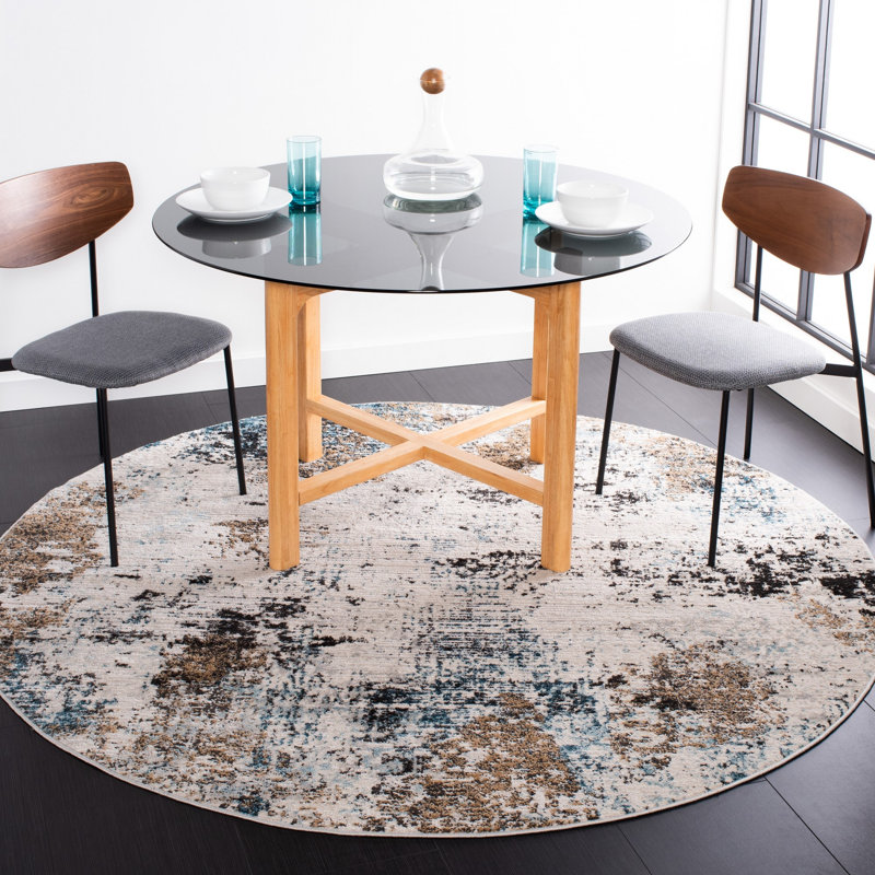 Tapis ivoire / gris Mesa, Rond 6 pi 7 po
