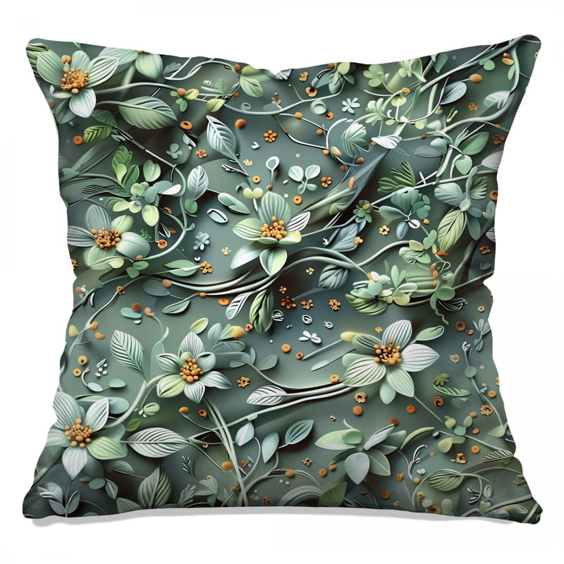 Floral Leafy Vines Double Sided Throw Pillows, 16 x 16 inches