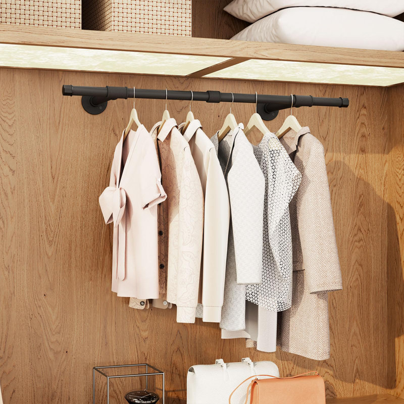 93.5cm Wall Mounted Clothes Rack, Black