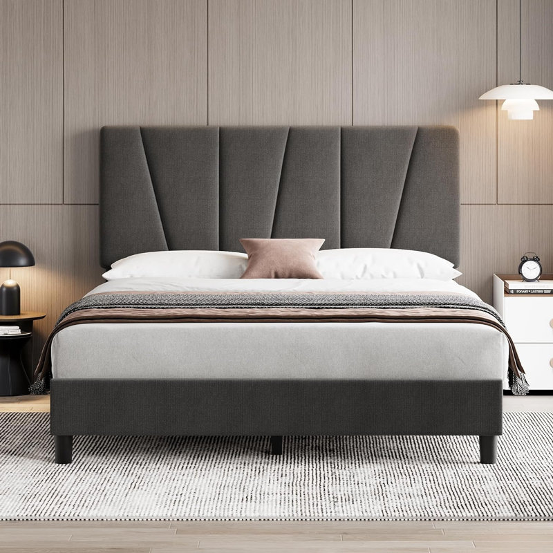 Bed Frame With Adjustable Headboard, No Box Spring Needed, Full