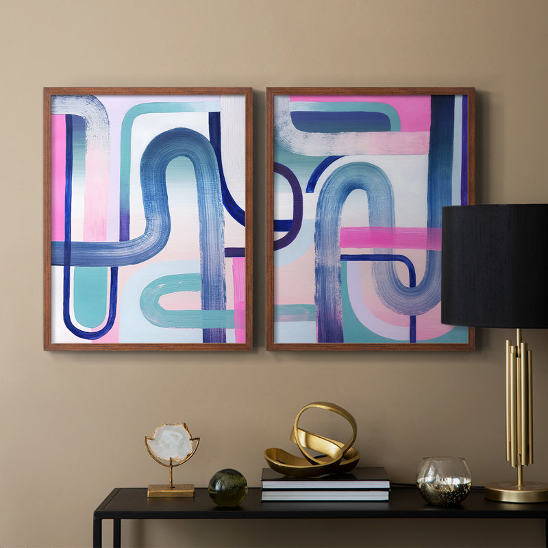 Prismatic Evening I-Premium Framed Print -Ready to Hang - No Nails Required - No Nails Required, 29" H x 46" W, Walnut