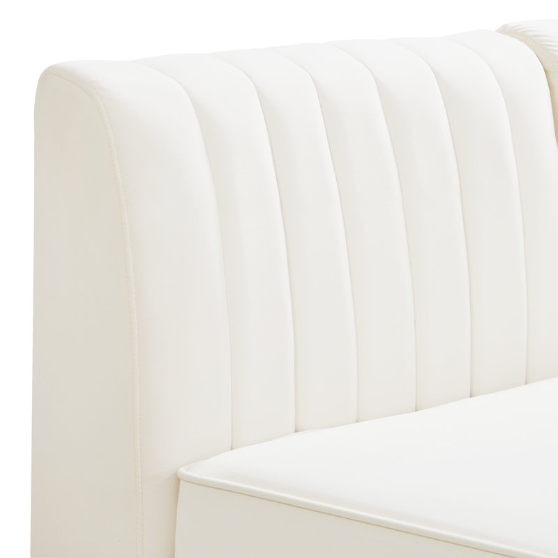 Canapé modulaire en velours réversible de 145 po de largeur Enson, Velours crème