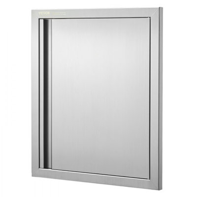 Porte d'accès pour barbecue, porte de cuisine extérieure simple l 18 po x H 21 po, porte encastrée en acier inoxydable, porte murale verticale avec poignée encastrée, pour îlot de barbecue, station de cuisson, armoire extérieure