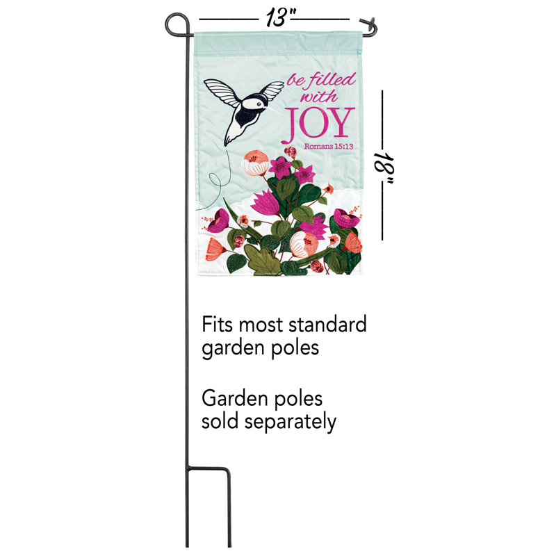 Be Filled with Joy Pink Floral Polyester Garden Flag