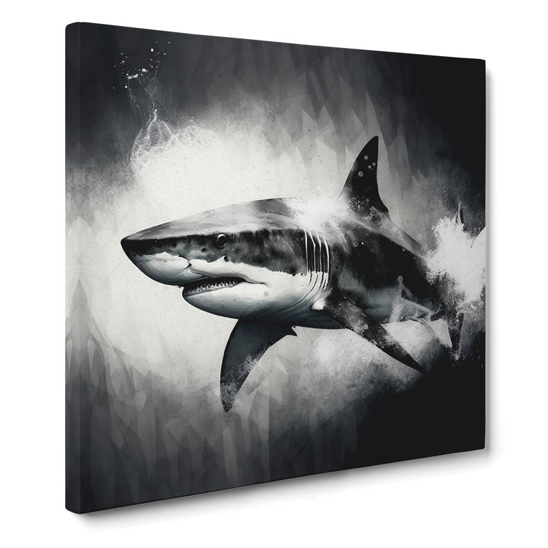 Shark Gestural Art No.1 - Wrapped Canvas, 35cm H x 35cm W x 3cm D