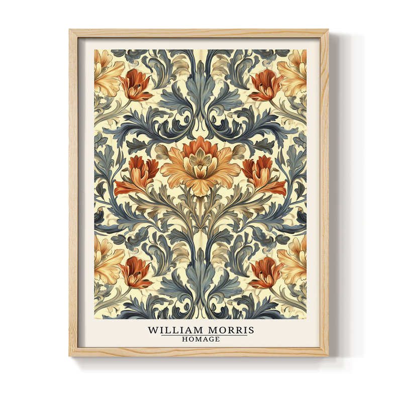 WM MORRIS Series DCCCXL Framed Print - Solid Wood, Natural, 30" H x 24" W