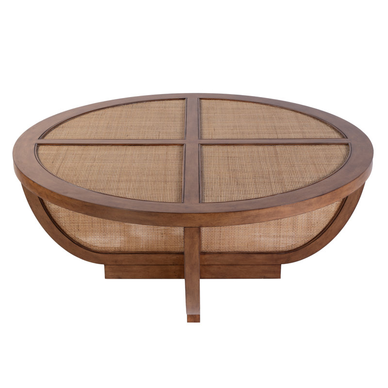 42 in. Round Wood and Mesh Coffee Table