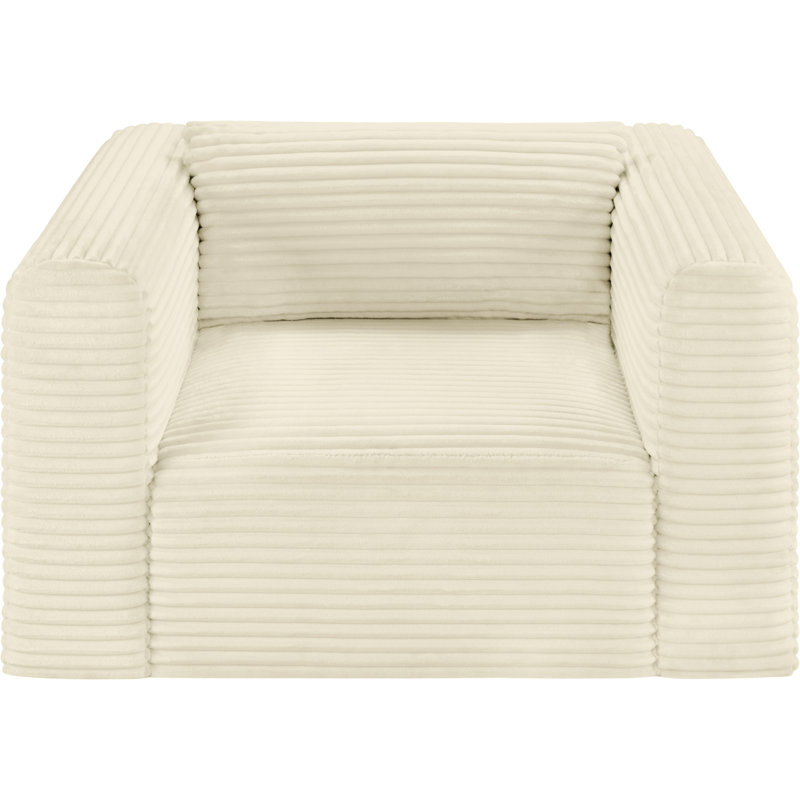 Fauteuil Carmean, Tissu en velours côtelé crème