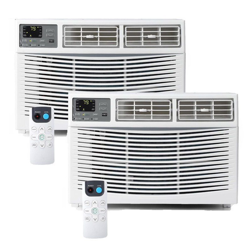 Ensemble de 2 climatiseurs de fenêtre 8 000 BTU - WiFi et contrôle d'application, refroidit jusqu'à 350 pieds carrés, écoénergétique, blanc