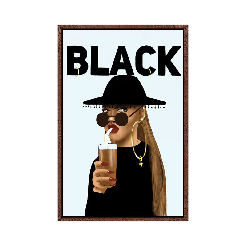 BLACK - Print on Canvas, Classic Brown Wood Framed, 66.04 cm H x 45.72 cm W