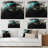 Turquoise Meets Black Liquid Art - Wrapped Canvas Painting