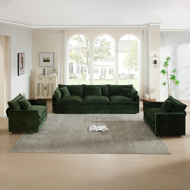 Ensemble de salon, canapé en chenille moderne, pour le salon, Vert