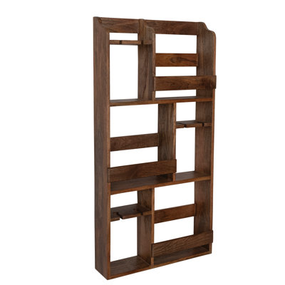 Mango Wood Wall Wine Rack With Stemmed Glass Holders
