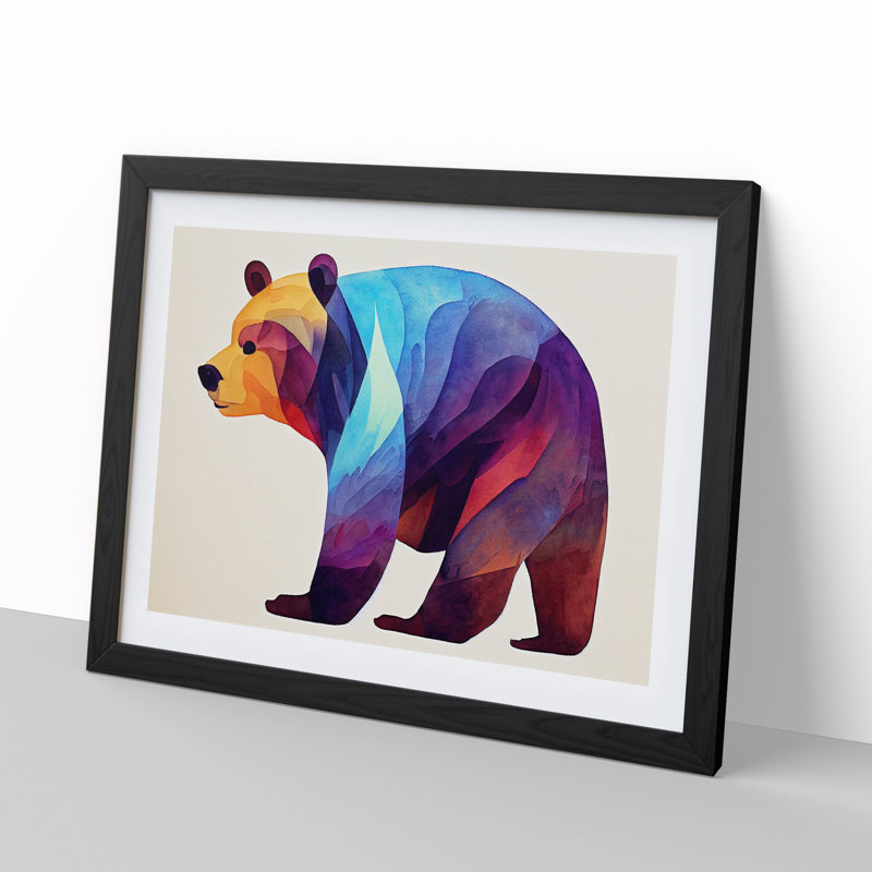 Watercolour Bear Vol.1 Abstract - Framed Print, Black Framed, 34cm H x 46cm W x 2cm D