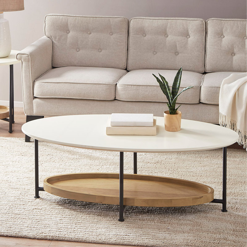 Table basse ovale avec tablette inférieure