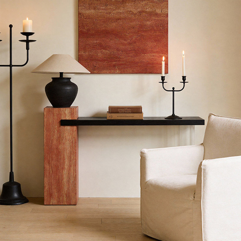 Table d'entrée en pierre naturelle, 33.46" H x 47.24" W x 11.81" D