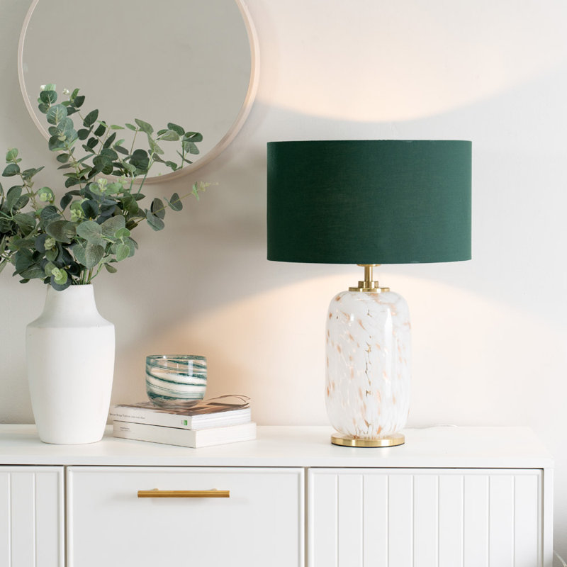 Glass Table Lamp, Green, No