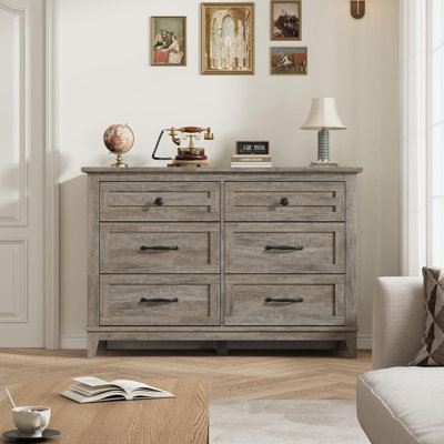 47" Rustic Modern 6-Drawer Dresser - Wooden Storage Chest for Bedroom & Living Room by Winston Porter