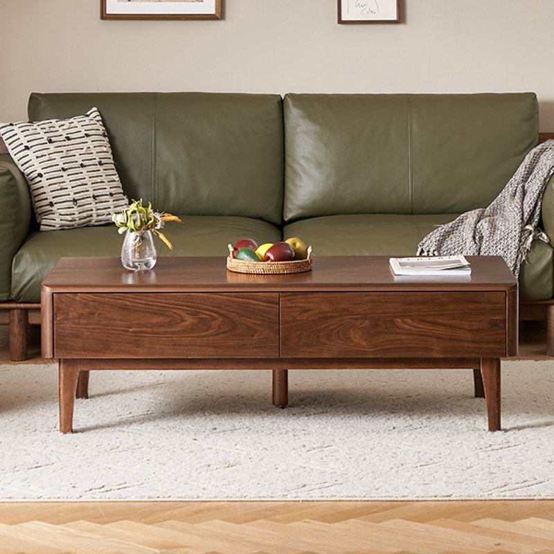 Table basse rectangulaire simple en bois massif, H 16,5 po x L 47,2 po x l 23,6 po