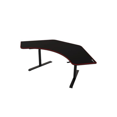 Arozzi Arena Angelo Gaming Desk, PC Gaming Desk, Height Adjustable Standing Desk for Home Office with Full Coverage Mouse Pad - Pure Black 