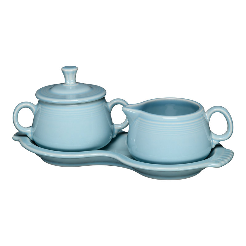 Fiesta 4-Piece Sugar Bowl and Creamer Set with Tray, Sky
