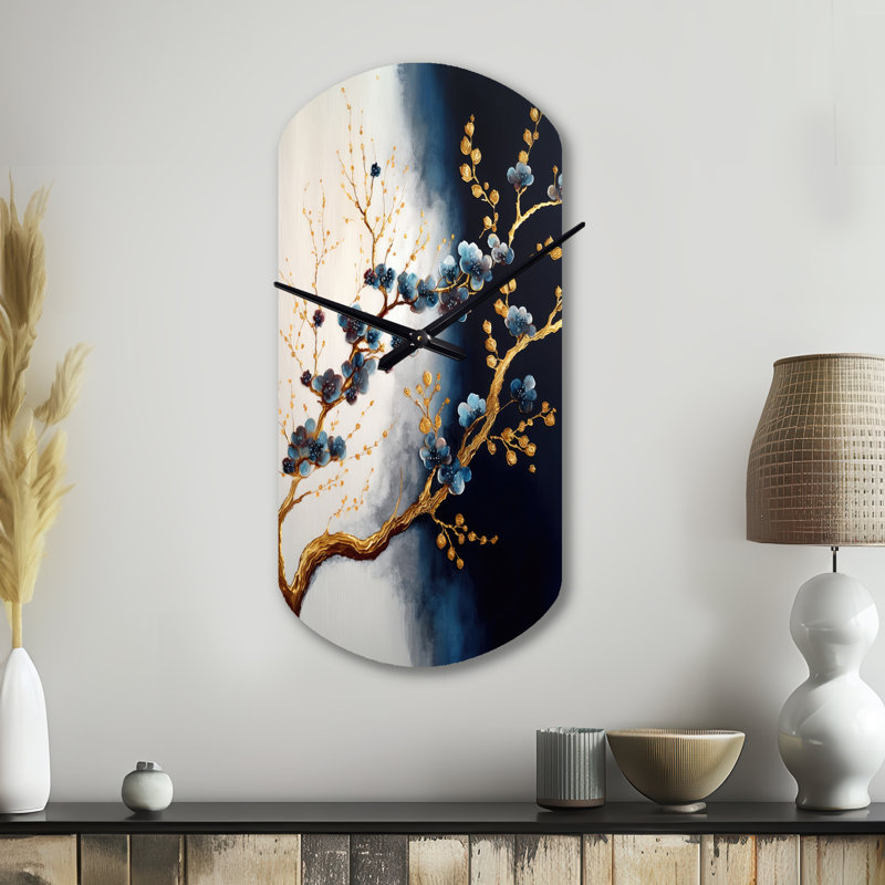 Horloge murale Kazia Blue Cherry Blossom Branch VI - Bonsai, Grand